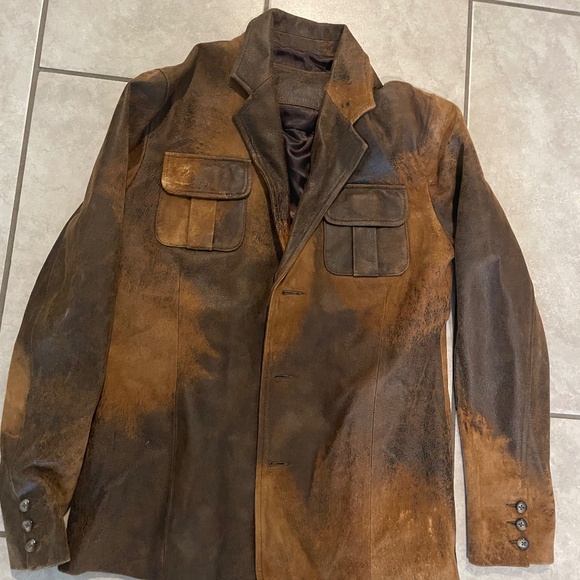 Men’s Bespoke Custom Brown/Caramel Soft Leather Suede Blazer - Picture 9 of 13